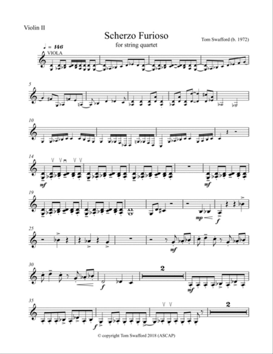 Scherzo Furioso for string quartet (parts) String Quartet scores gallery preview page 5