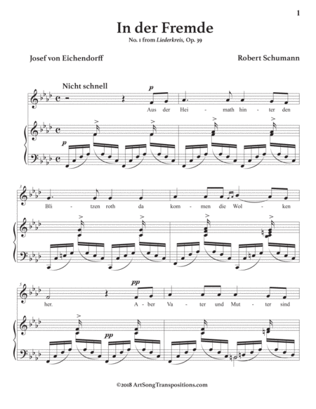 SCHUMANN: In der Fremde, Op. 39 no. 1 (transposed to F minor)