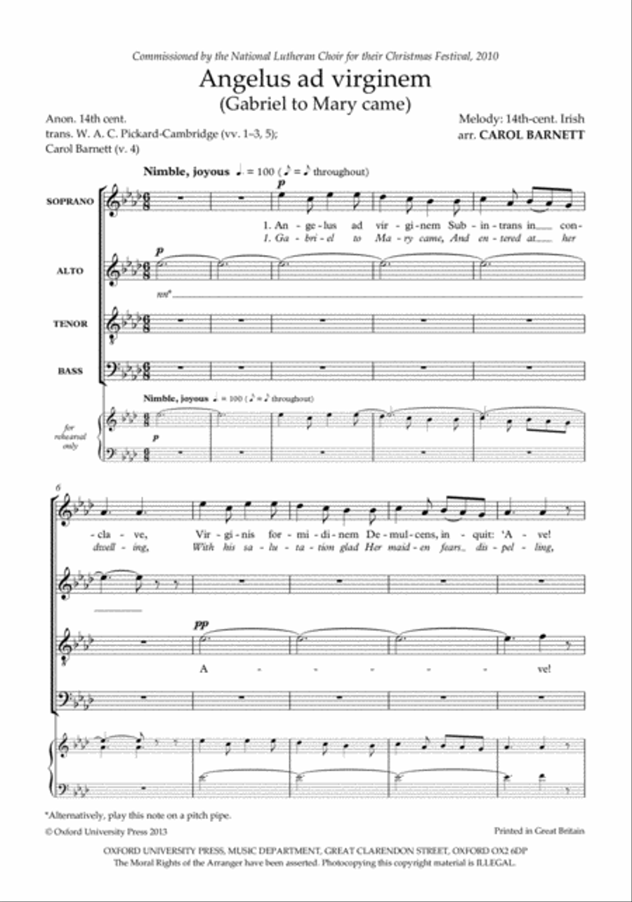 Angelus ad virginem (Gabriel to Mary came) 4-Part scores gallery preview page 2