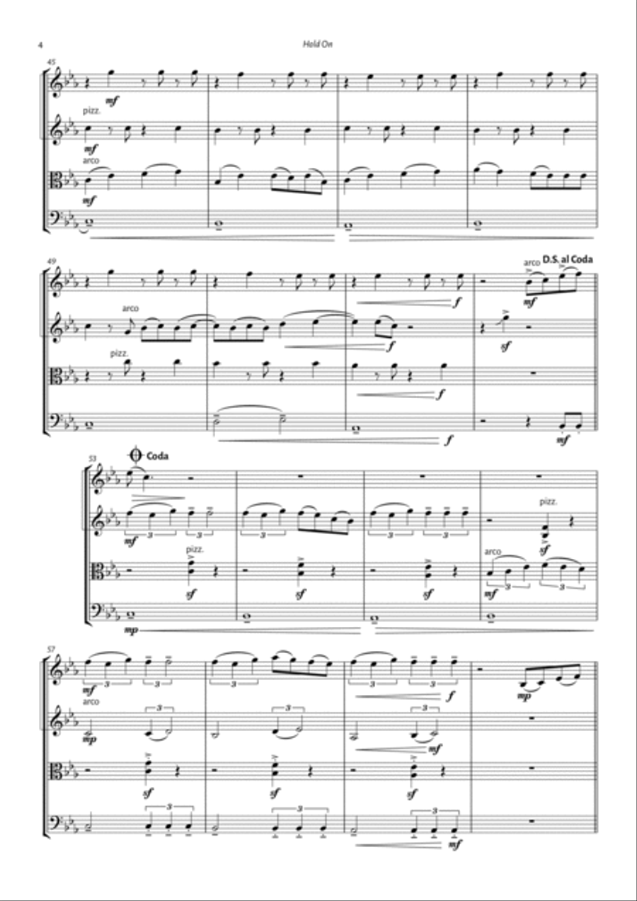 Hold On String Quartet scores gallery preview page 4