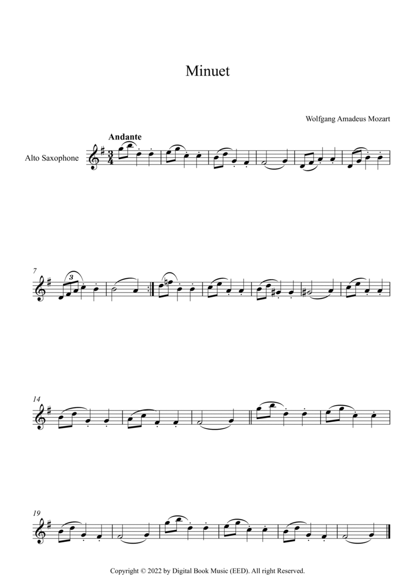 Minuet (In F Major) - Wolfgang Amadeus Mozart (Alto Sax)