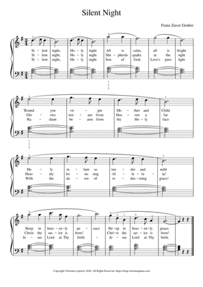 Book cover for Silent Night Easy Piano Sheet Music Download with Lyrics in G Major