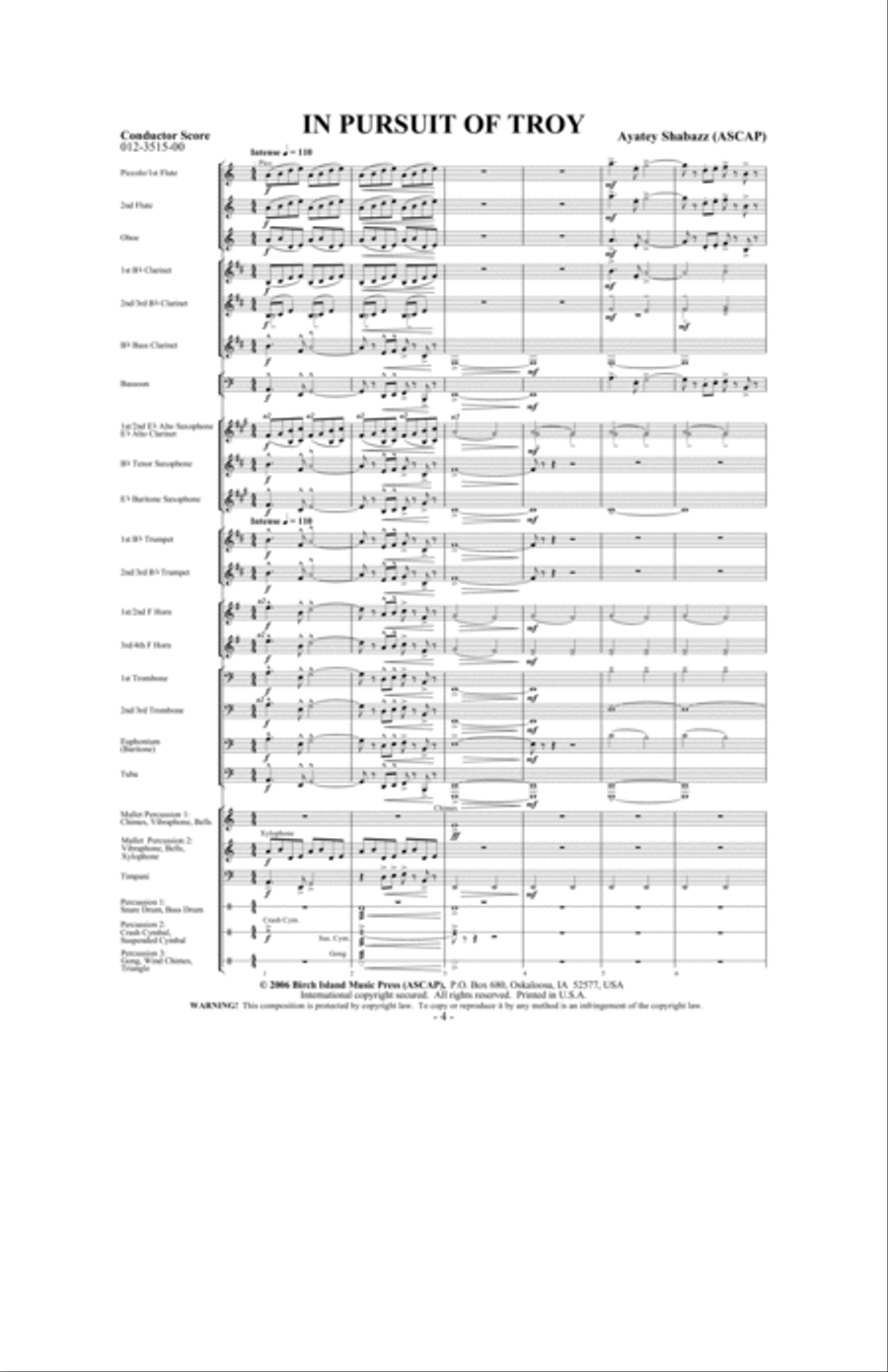 In Pursuit of Troy Concert Band scores gallery preview page 2