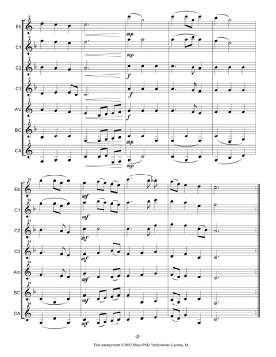My Country 'Tis of Thee (God Save the Queen) for Clarinet Choir Clarinet Choir scores gallery preview page 2
