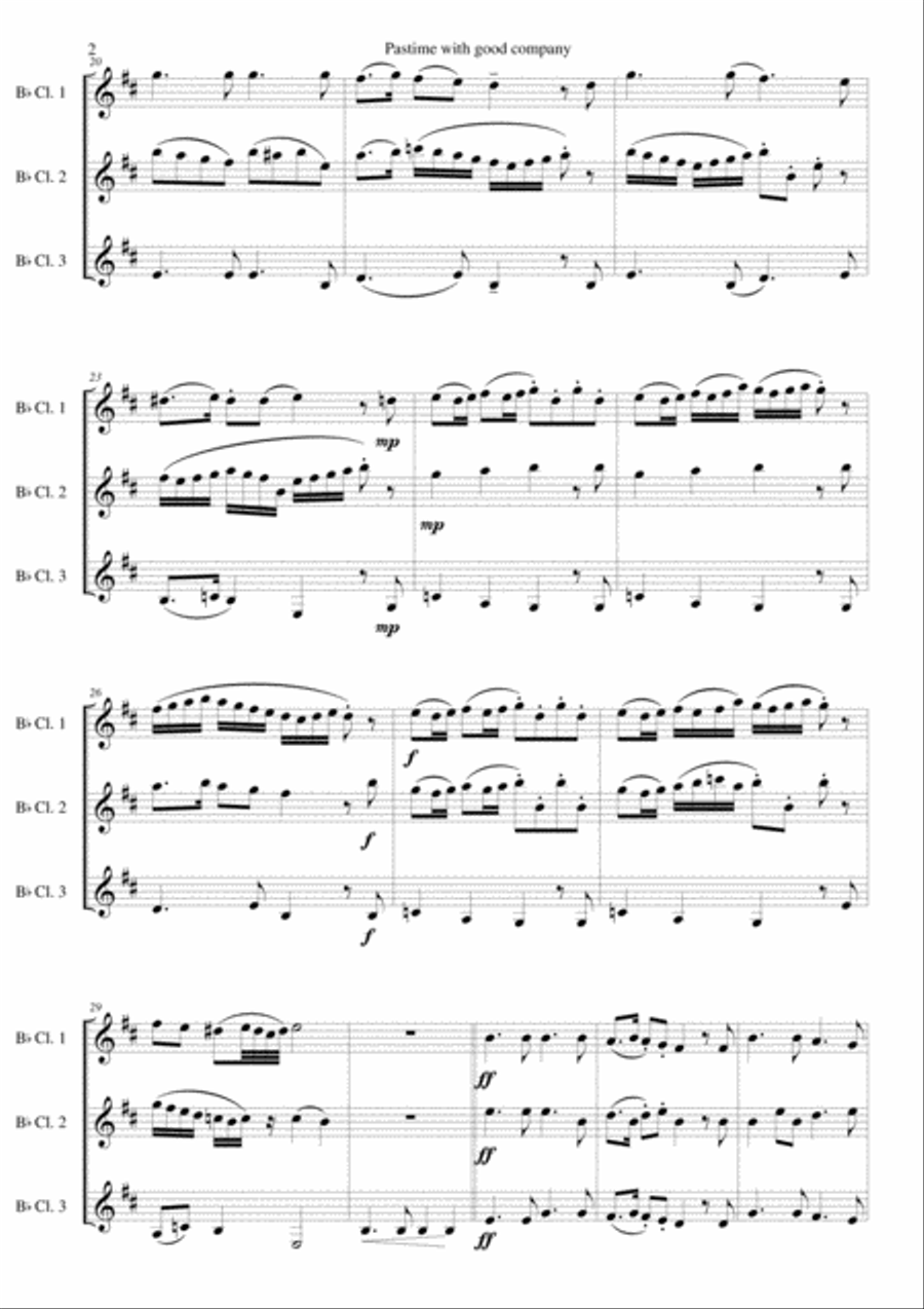 Pastime with good company for clarinet trio Clarinet Trio scores gallery preview page 2