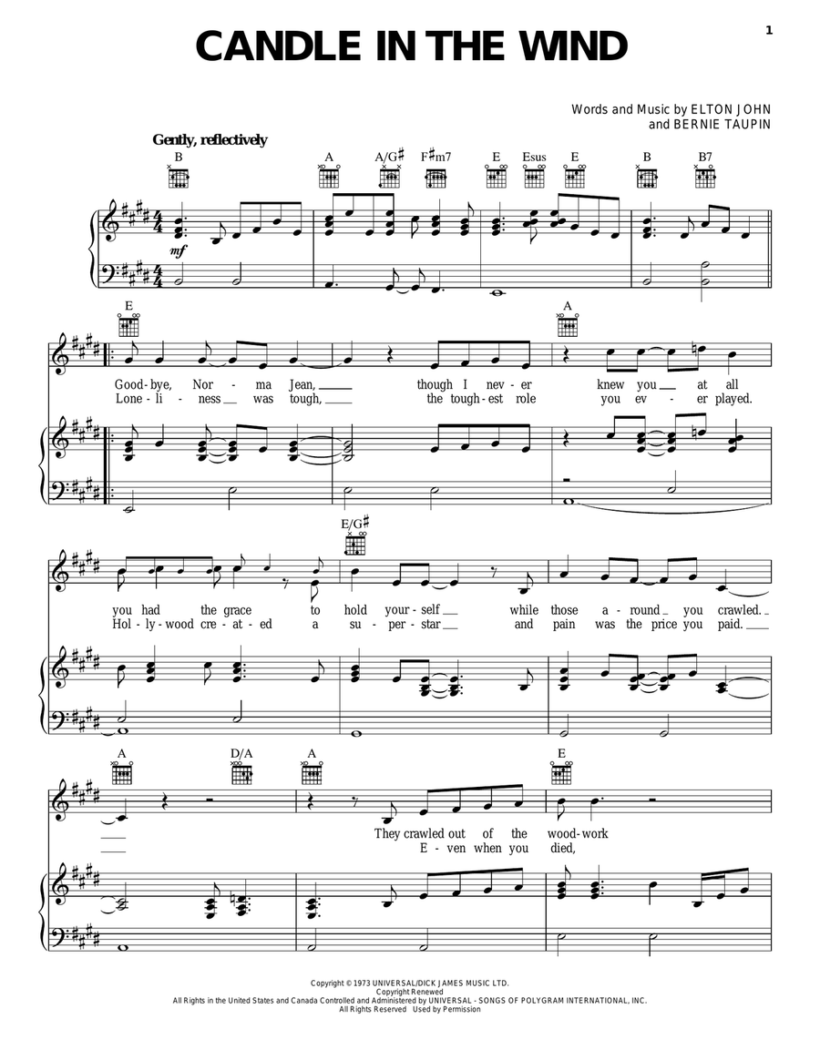 Candle In The Wind Candle In The Wind Acoustic Guitar scores gallery preview page 1