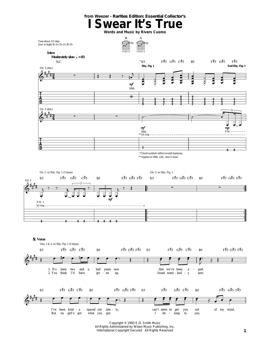 I Swear It's True Acoustic Guitar scores gallery preview page 1