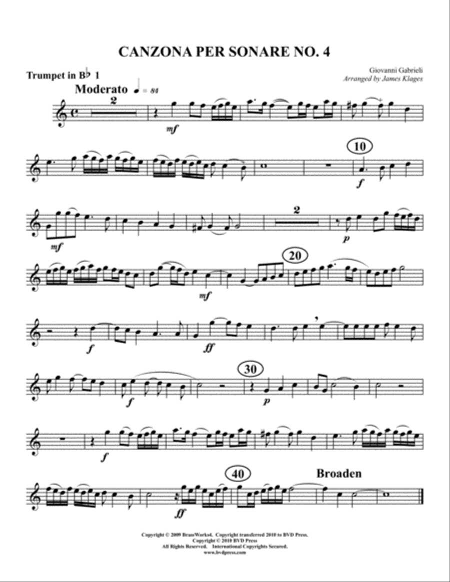 Canzona per Sonare No. 4 Trumpet scores gallery preview page 4