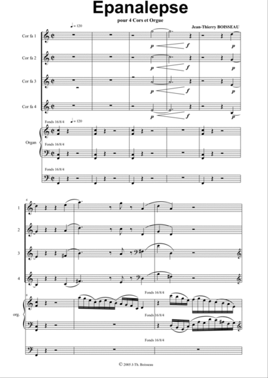 Epanalepse for four horns and organ Small Ensemble scores gallery preview page 3