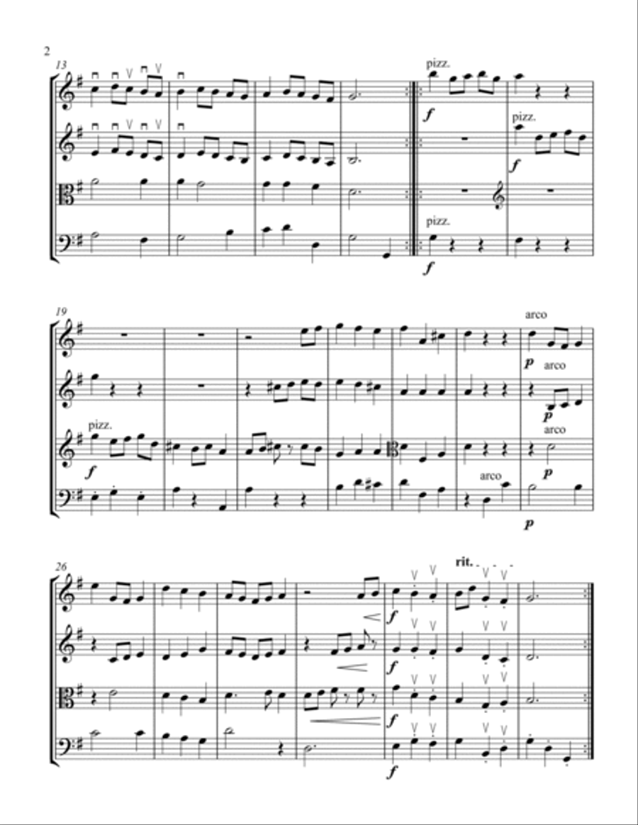 Minuet in G - J.S. Bach (arr. for Strings by Juan Guerra) String Quartet scores gallery preview page 3