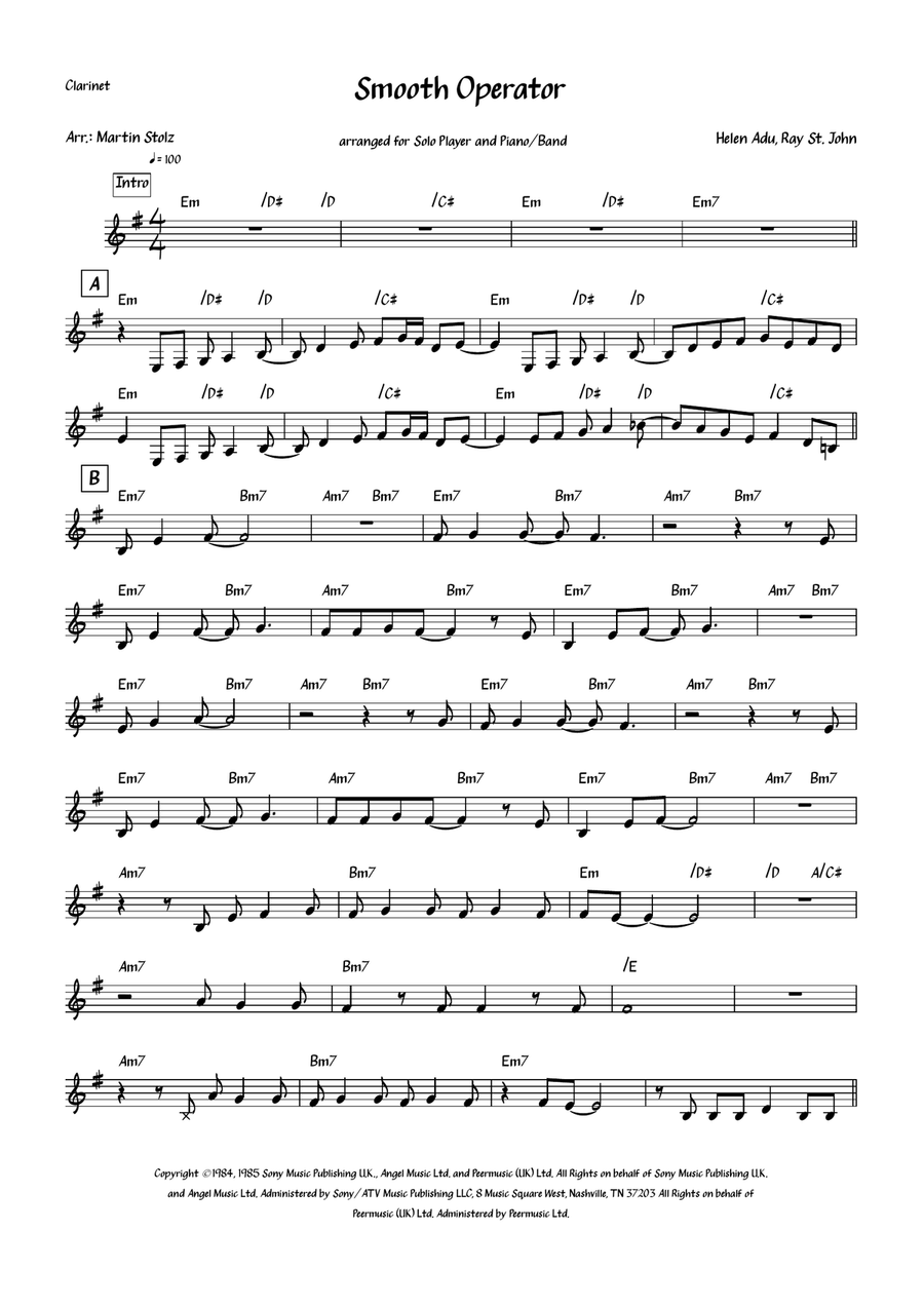 Smooth Operator Smooth Operator B-Flat Clarinet scores gallery preview page 2