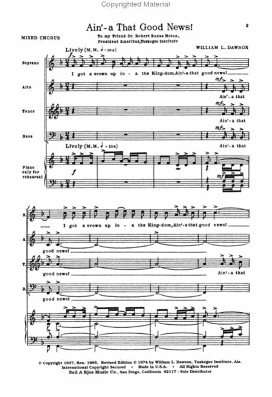 Ain'a That Good News SATB 4-Part scores gallery preview page 2