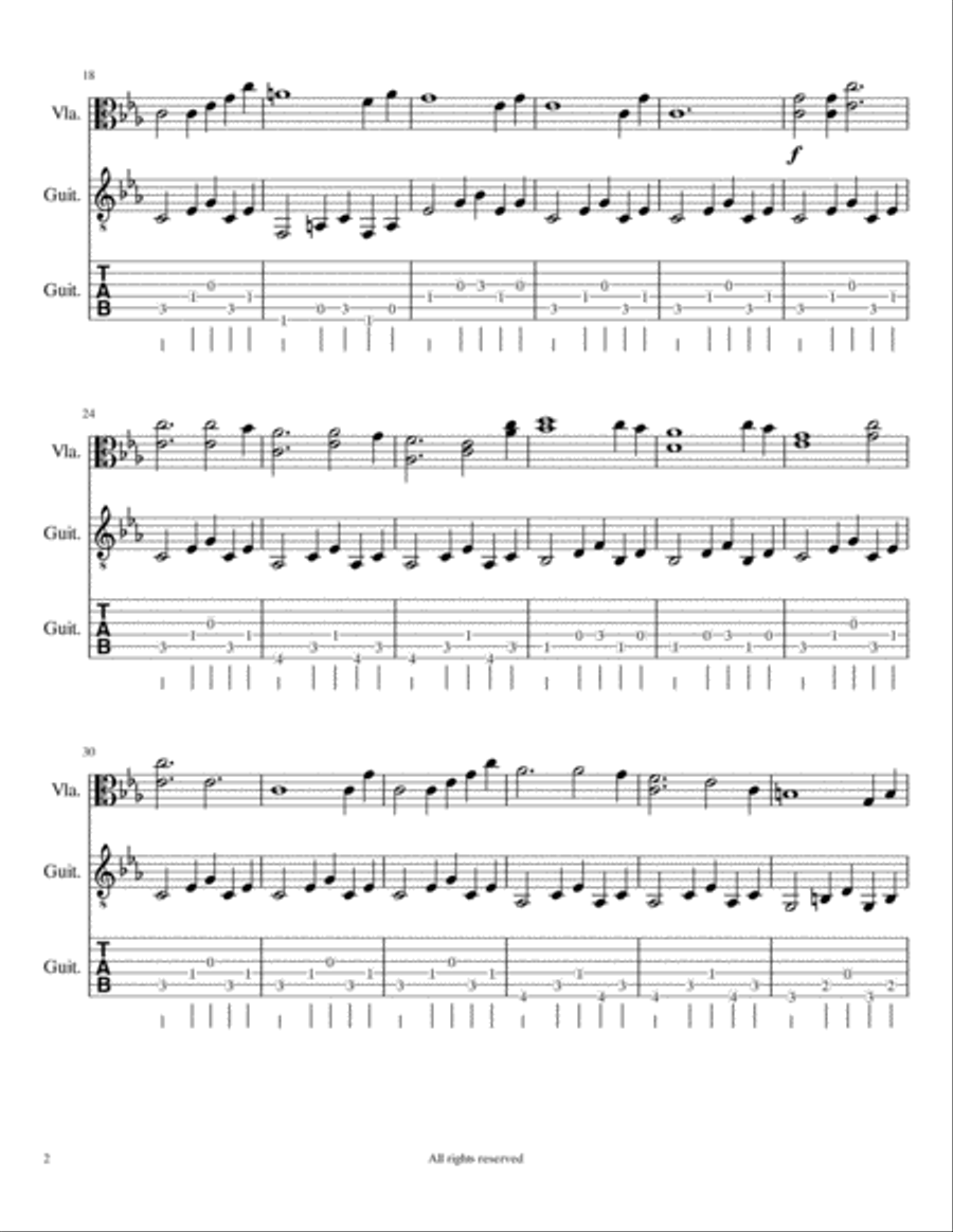 Nocturne #26 by: Ronald J. Karle for Viola and Guitar String Duet scores gallery preview page 3