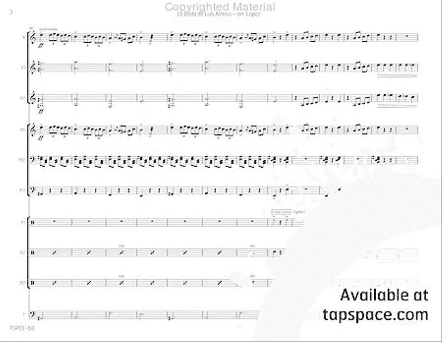 La Boda de Luis Alonso Percussion Ensemble scores gallery preview page 11