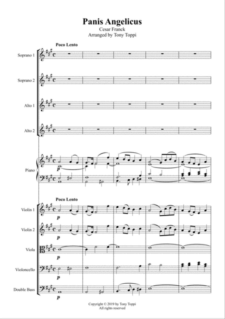 Panis Angelicus (SSAA, Piano and Strings) by Cesar Franck SSAA scores gallery preview page 1
