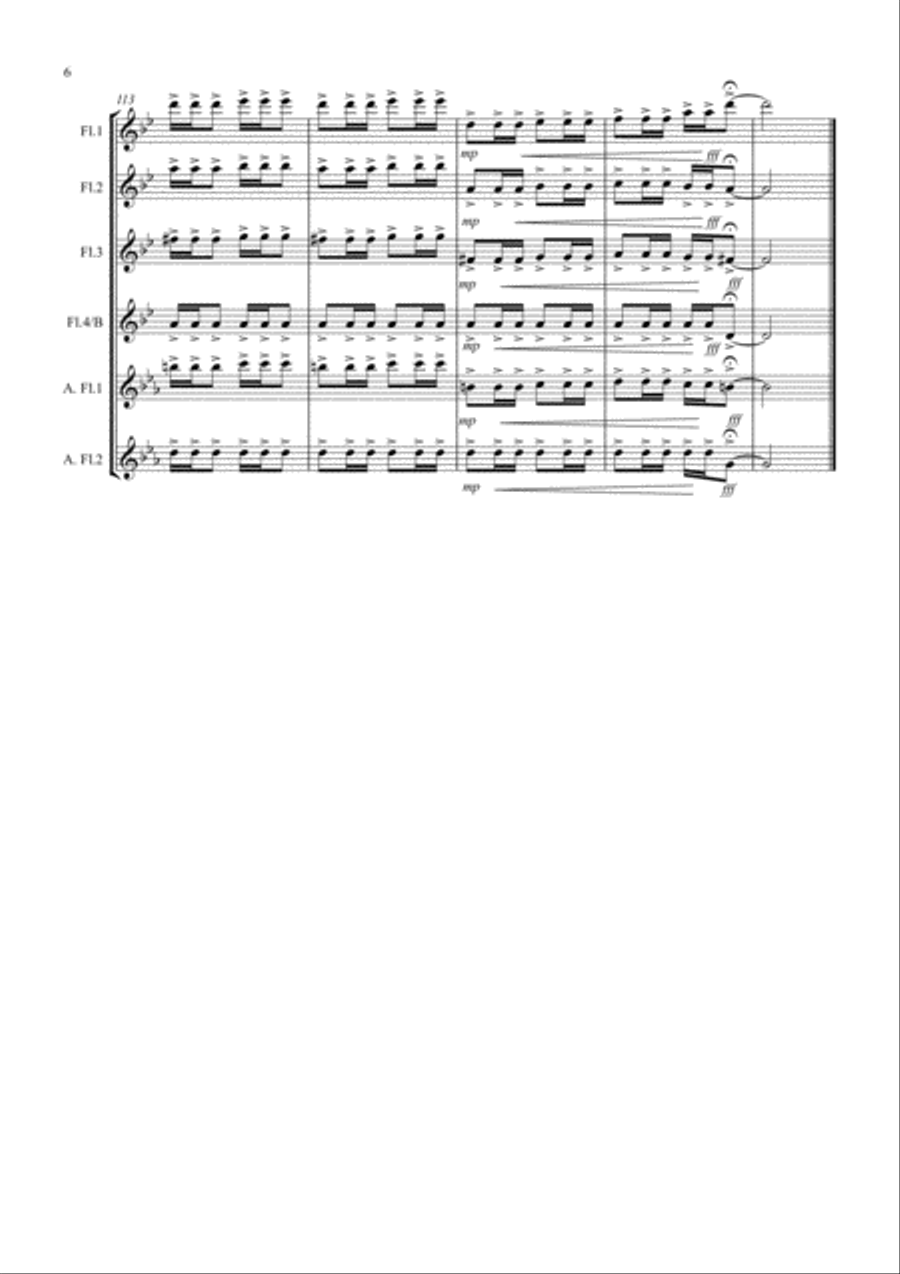 Flamenco Fantastico for Flute Quartet Flute Quartet scores gallery preview page 6