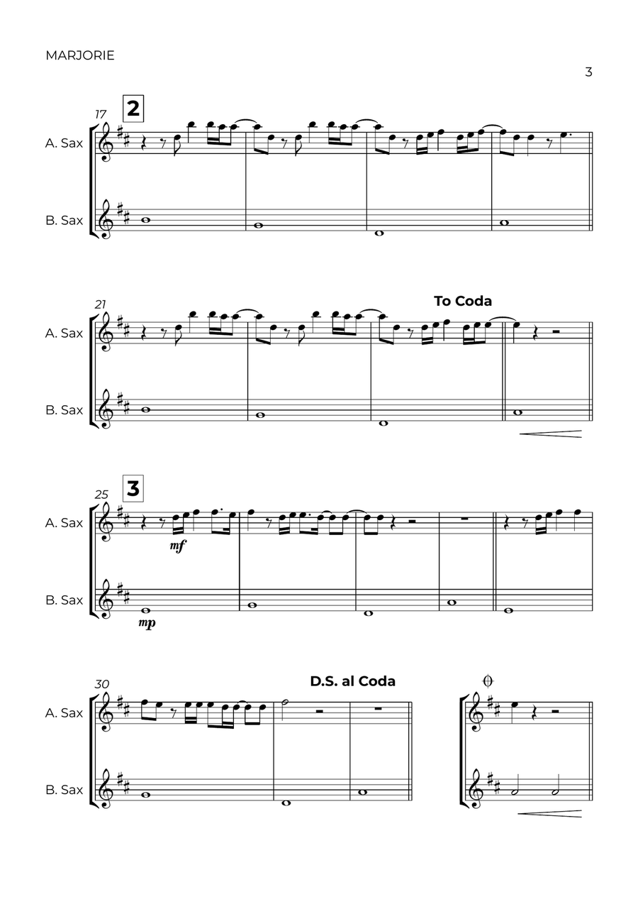 Marjorie Marjorie Baritone Saxophone scores gallery preview page 3