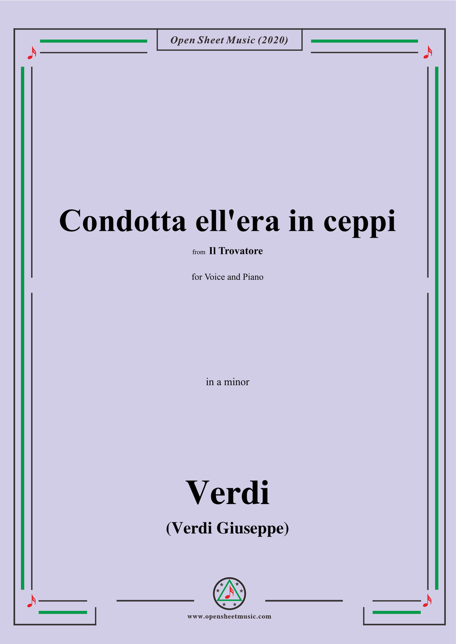 Verdi-Condotta ell'era in ceppi,in a minor,for Voice and Piano Piano, Vocal scores gallery preview page 1