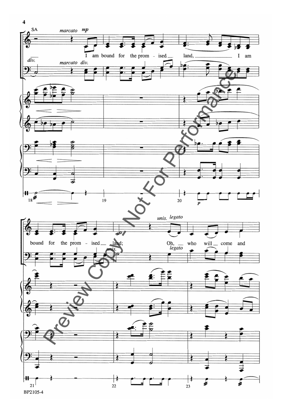 I Am Bound for the Promised Land 4-Part scores gallery preview page 5