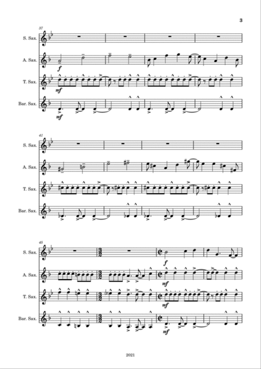 The Dragon of the West Saxophone Quartet scores gallery preview page 3