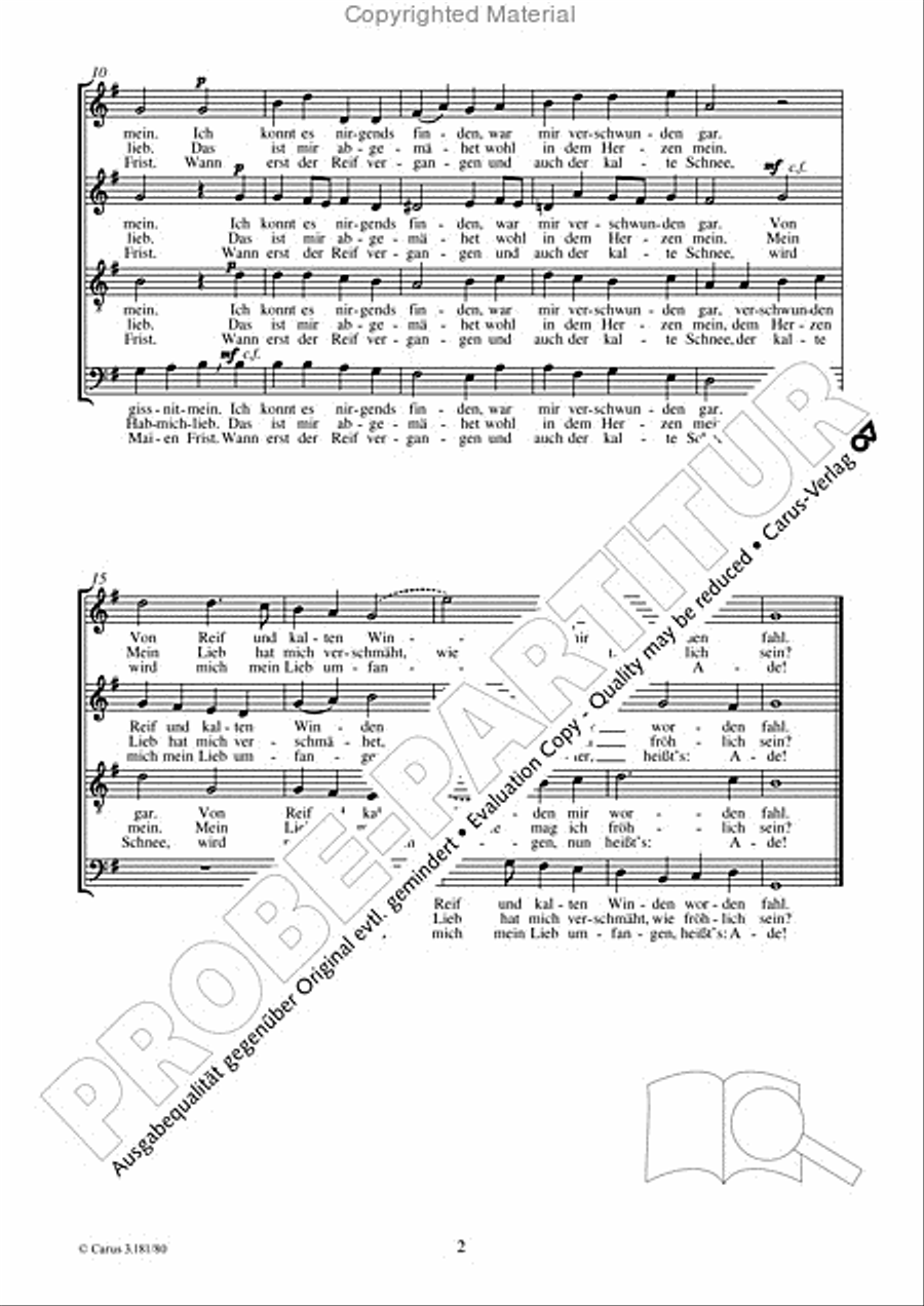 Weiss mir ein Blumlein blaue 4-Part scores gallery preview page 3