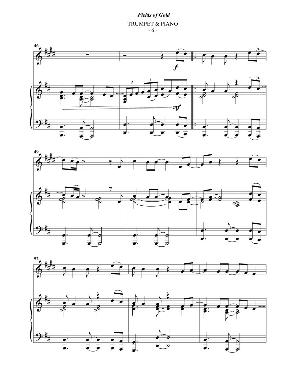 Fields Of Gold B-Flat Trumpet scores gallery preview page 6