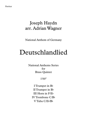 Book cover for "Deutschlandlied" (National Anthem of Germany) Brass Quintet arr. Adrian Wagner