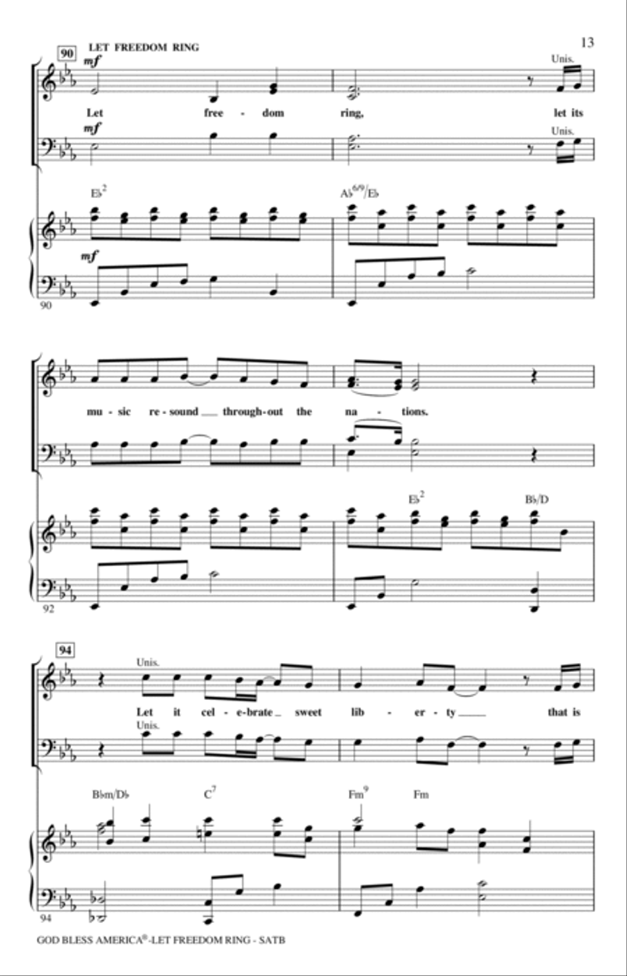 God Bless America (Let Freedom Ring) (Medley) 4-Part scores gallery preview page 12