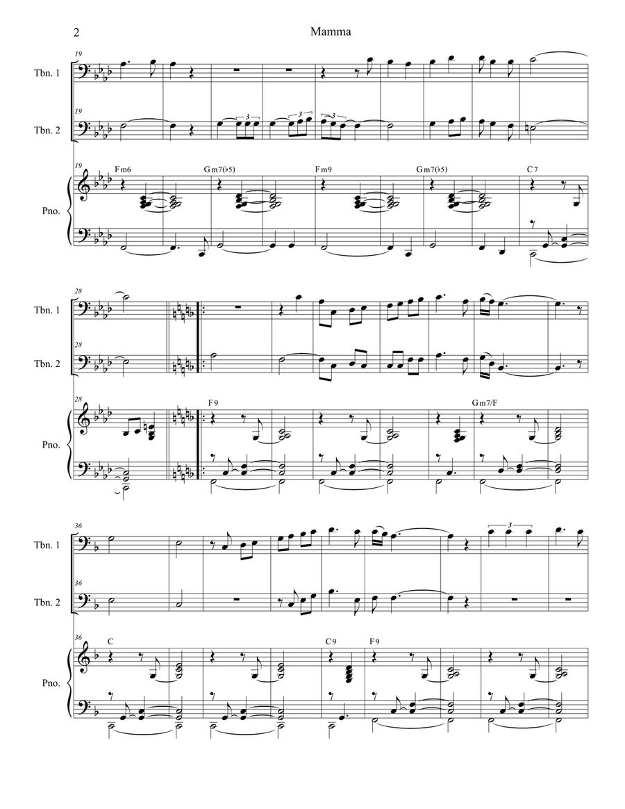 Mama (mamma) Trombone Duet scores gallery preview page 2