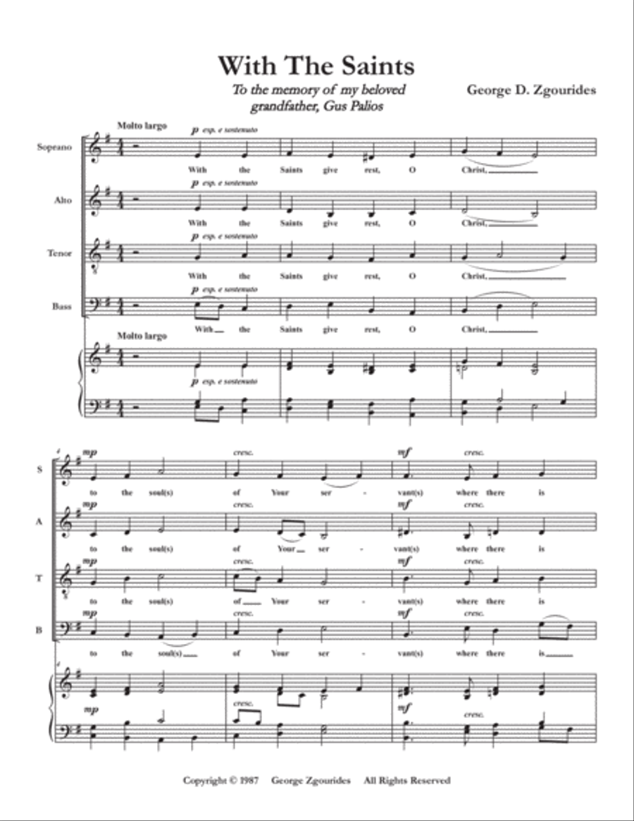 WITH THE SAINTS (1987) WITH THE SAINTS (1987) 4-Part scores gallery preview page 2
