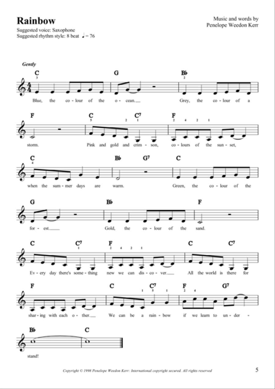 Rainbow Piano, Vocal, Guitar scores gallery preview page 1