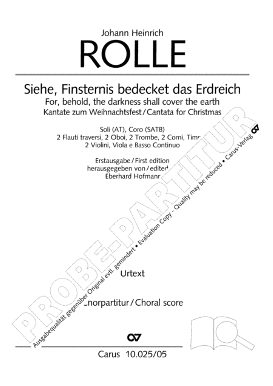 Siehe, Finsternis bedecket das Erdreich 4-Part scores gallery preview page 2