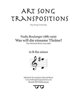 BOULANGER: Was will die einsame Thräne? (transposed to B-flat minor)