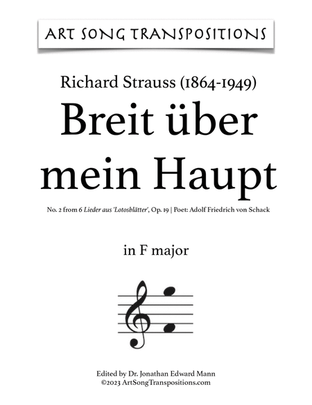 STRAUSS: Breit über mein Haupt, Op. 19 no. 2 (transposed to F major)