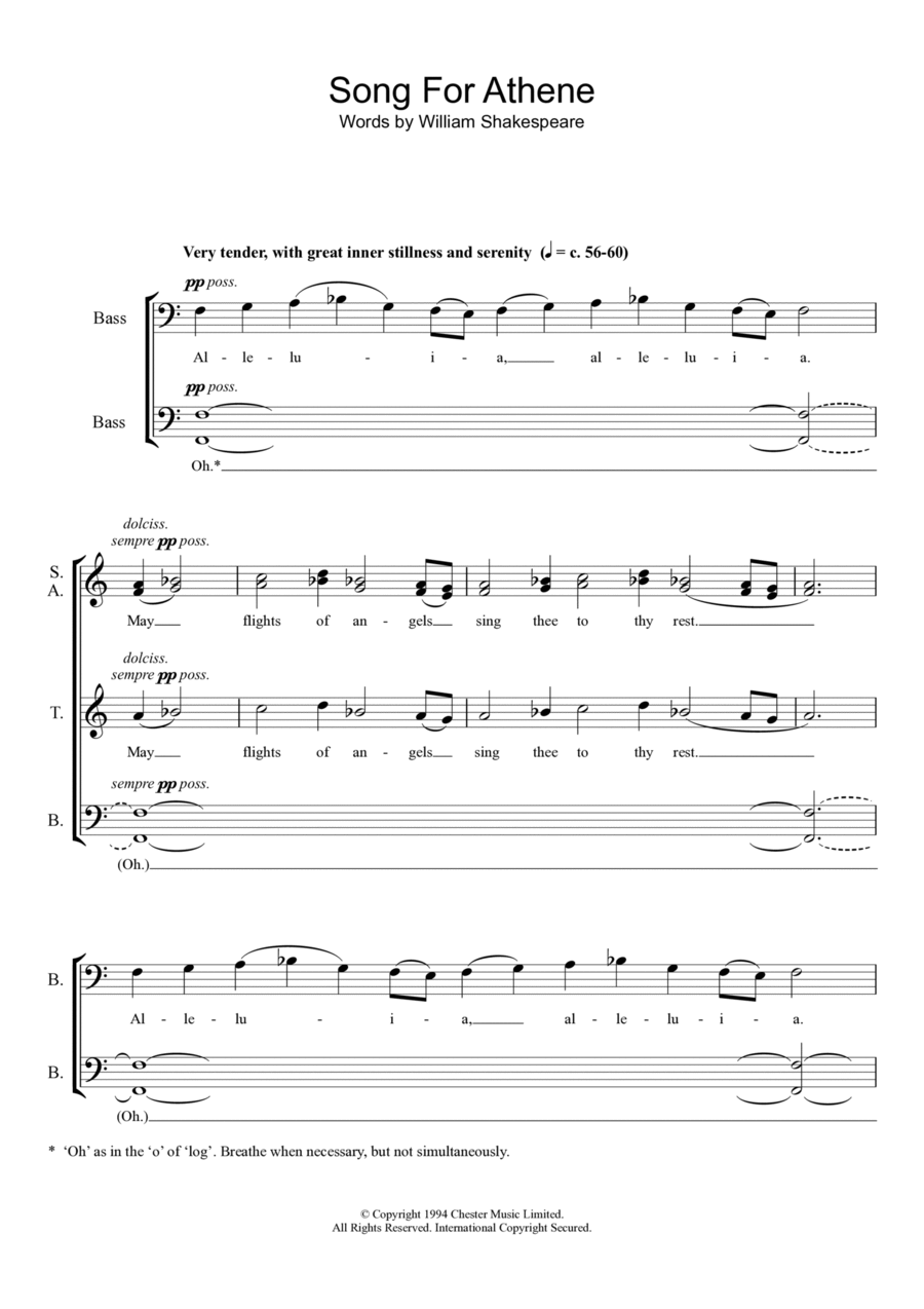 Song For Athene 4-Part scores gallery preview page 1