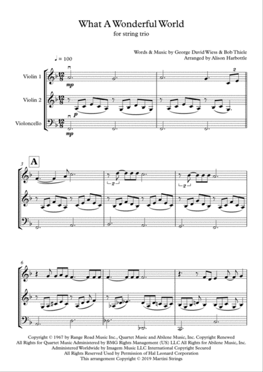 What A Wonderful World String Trio scores gallery preview page 2