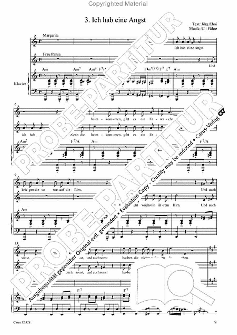Die seltsamen Abenteuer von Don Quijote und Sancho Pansa Unison Choir scores gallery preview page 11