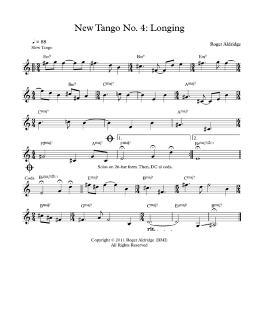 New Tango No. 4: Longing Jazz Ensemble scores gallery preview page 1
