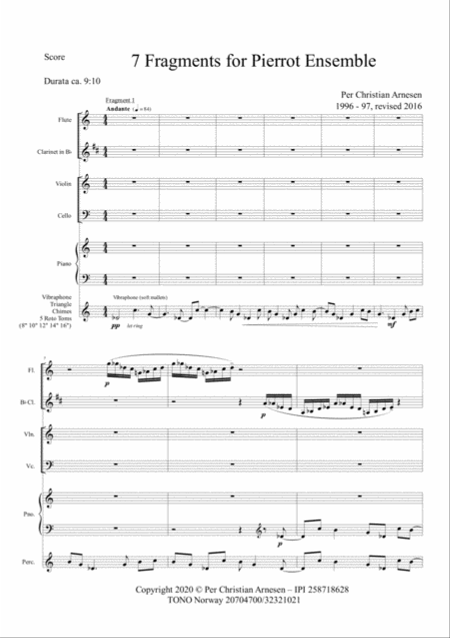 7 Fragments for Pierrot Ensemble Chamber Orchestra scores gallery preview page 4