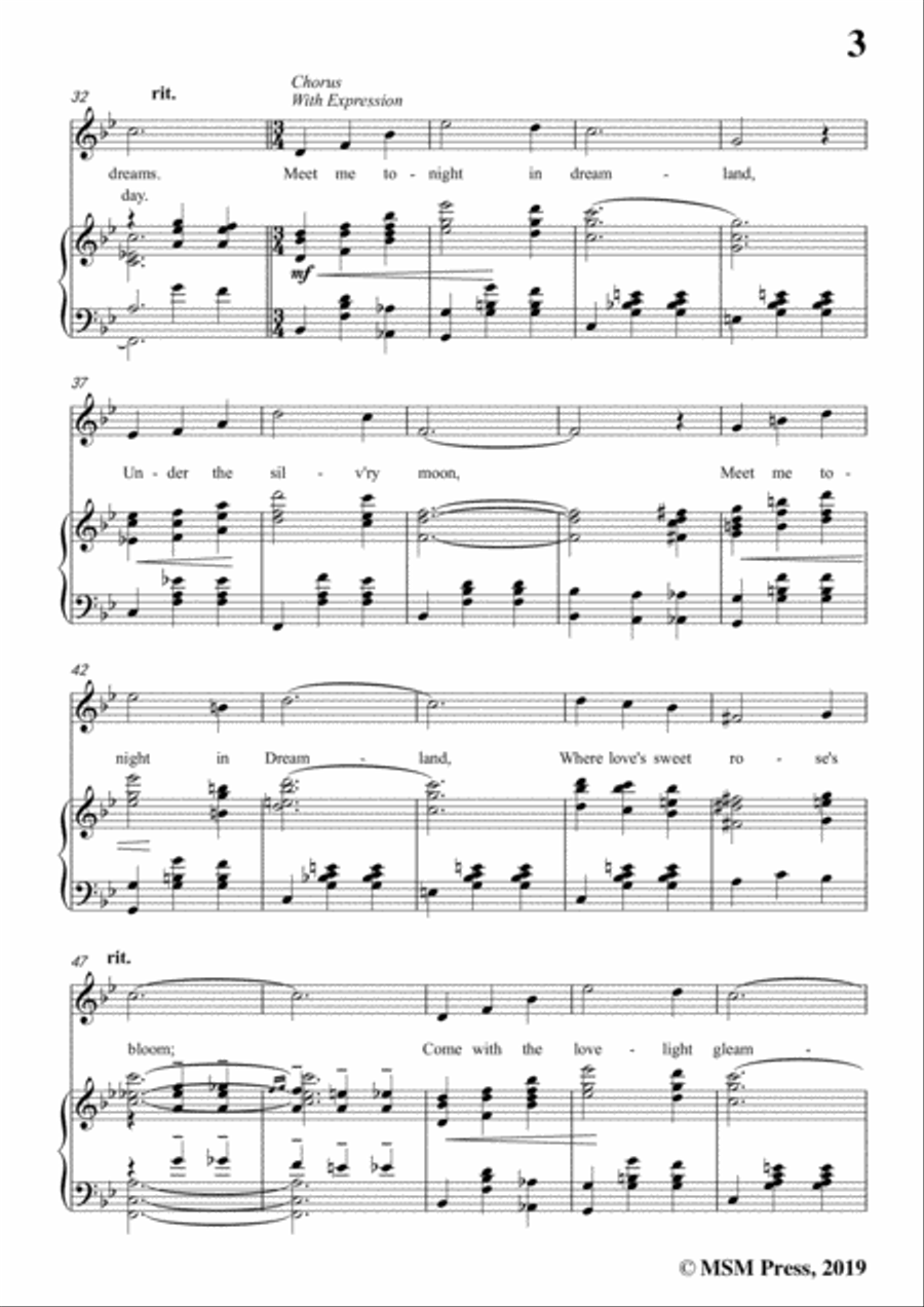Leo Friedman-Meet Me Tonight in Dreamland,in B flat Major,for Voic&Piano Voice scores gallery preview page 5