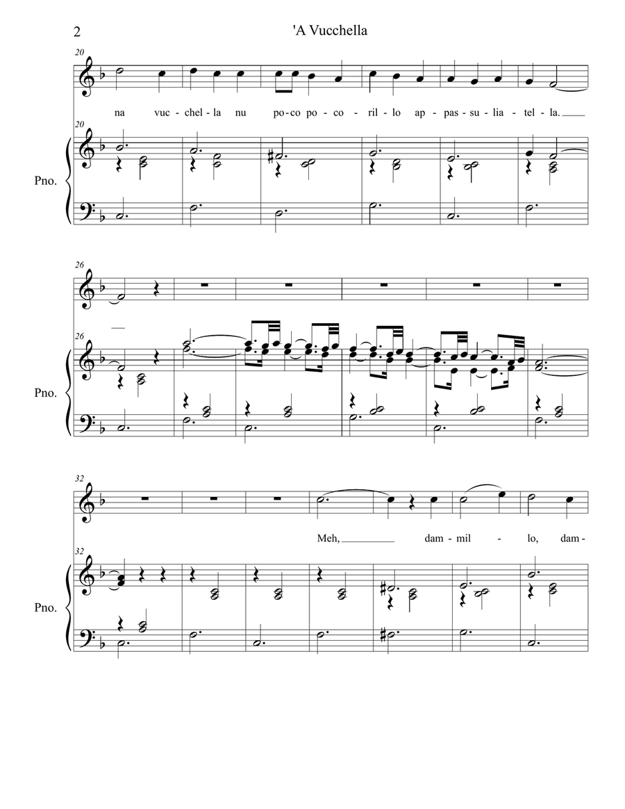 A Vucchella (for Vocal Solo - High Key) High Voice scores gallery preview page 3