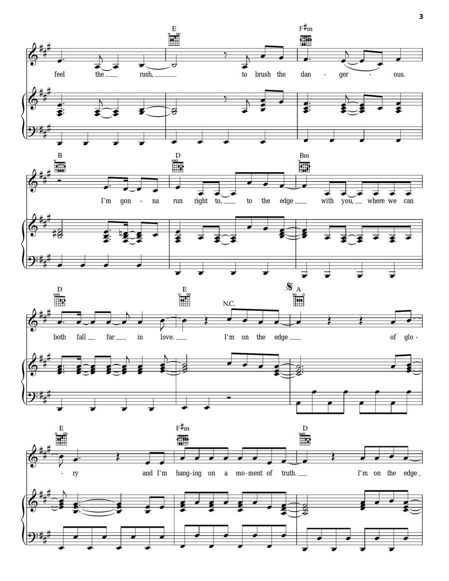 The Edge Of Glory Piano, Vocal, Guitar scores gallery preview page 3