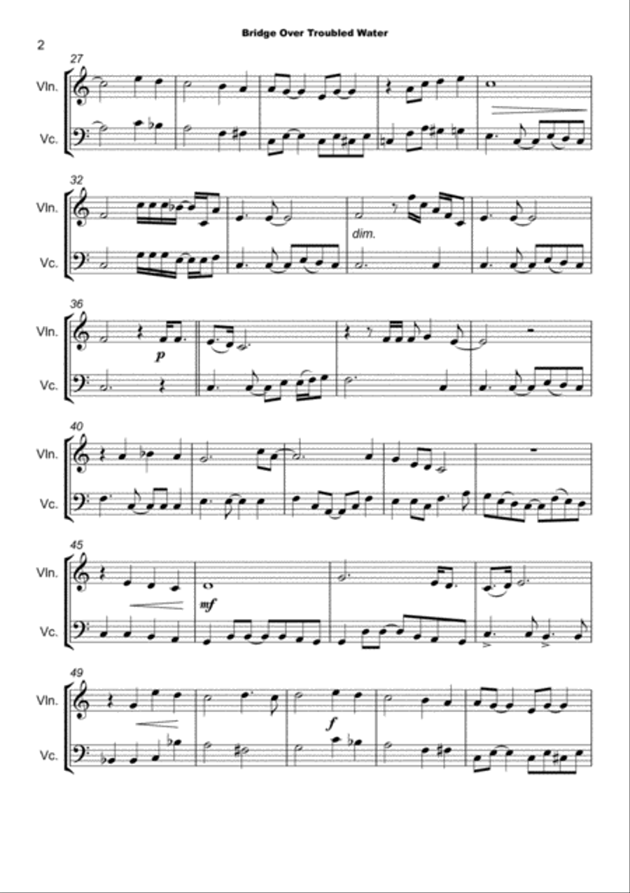 Bridge Over Troubled Water String Duet scores gallery preview page 3