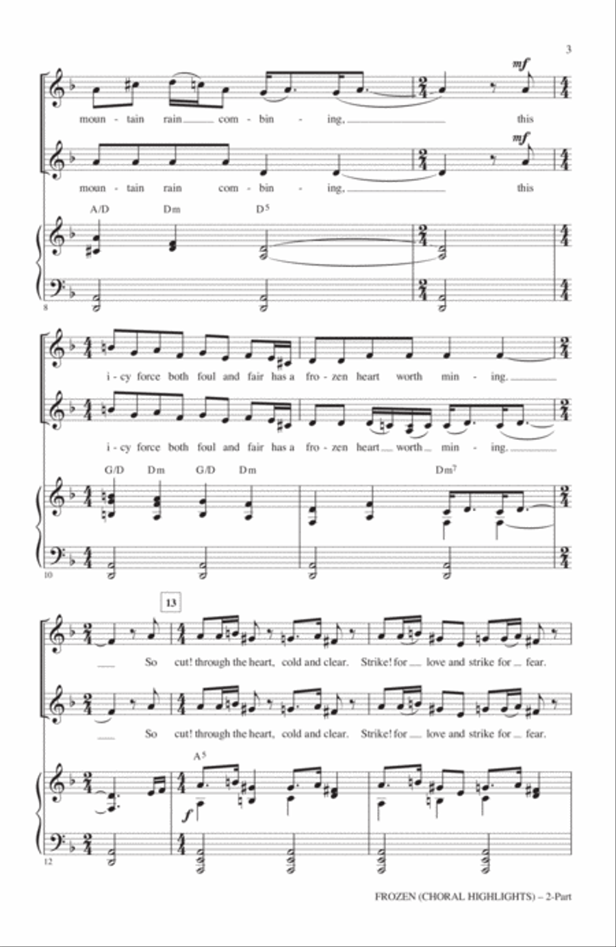 Frozen (Choral Highlights) 2-Part scores gallery preview page 2
