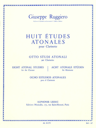 Book cover for 8 Etudes Atonales (clarinet Solo)