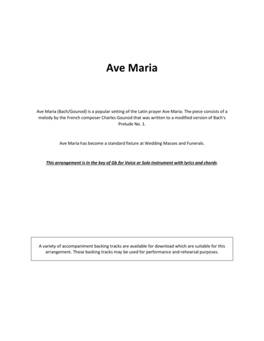 Ave Maria for Solo Voice / Solo Instrument in Gb image number null