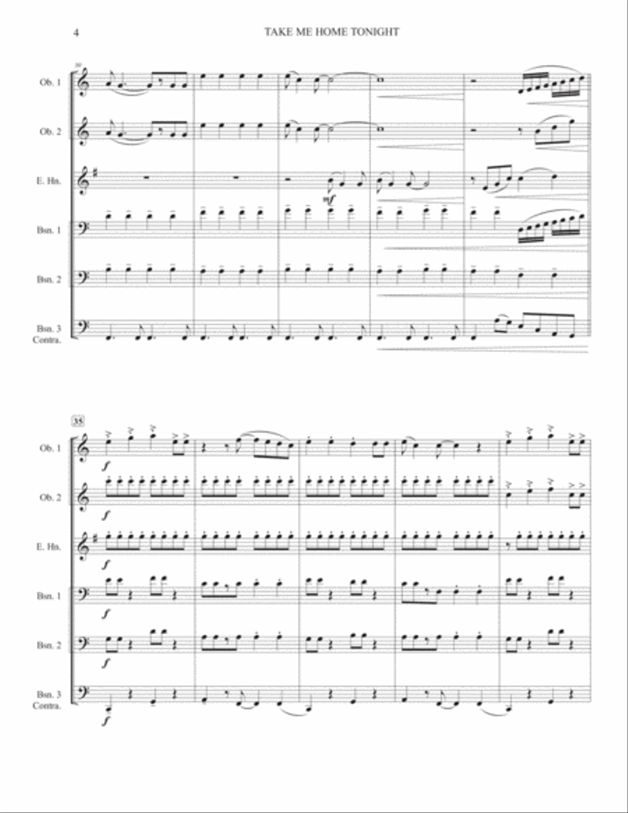 Take Me Home Tonight Woodwind Ensemble scores gallery preview page 4