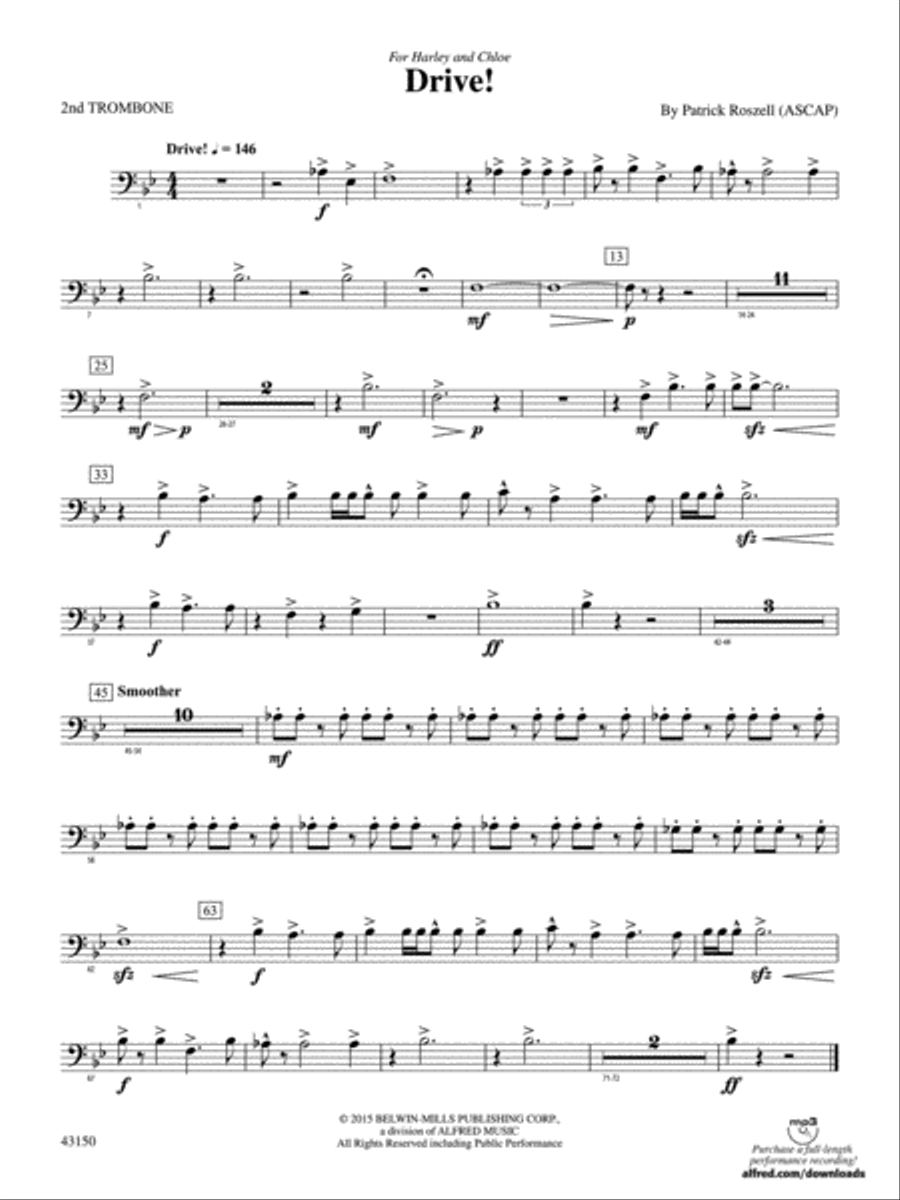 Drive!: 2nd Trombone Concert Band scores gallery preview page 1