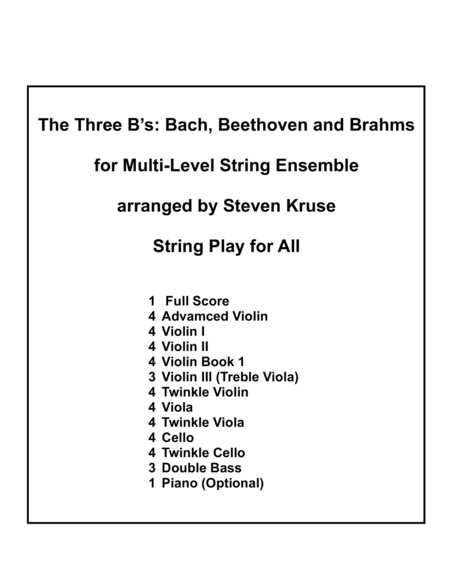 The Three B's: Bach, Beethoven, Brahms for Multi-Level String Orchestra image number null