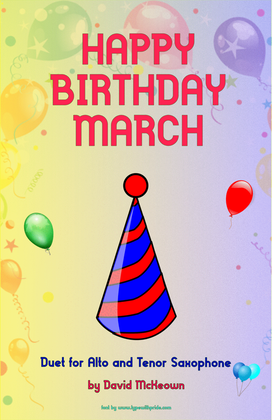 Book cover for Happy Birthday March, for Alto and Tenor Saxophone Duet